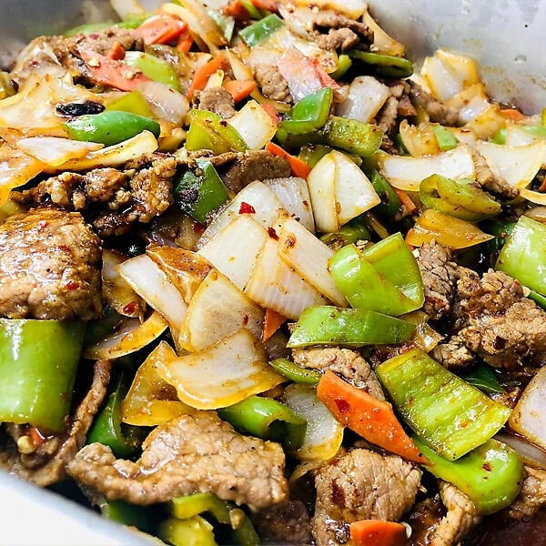 Sichuan cumin beef with vegetables from Là Authentic Chinese Food